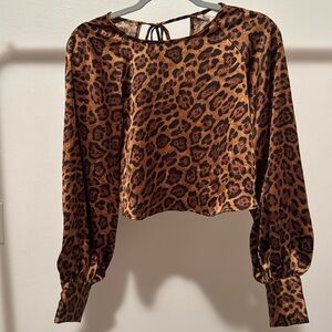 H&M silky cheetah blouse